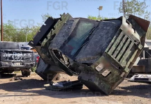 25 “monster” vehicles belonging to the Northeast and Gulf Cartels destroyed in Tamaulipas.